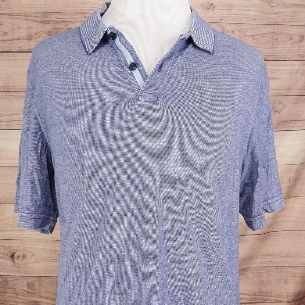 Tasso Elba Polo Shirt Mens XL Blue 100% Cotton Collared Short Sleeve Casual